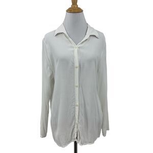 Flowers Of Romance Blouse Womens M Medium Button Up Open Back Lace Peekaboo